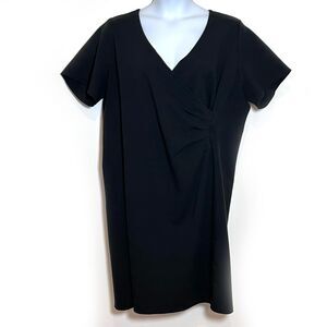 Lands' End Plus 24W Black Stretch Faux Wrap Dress